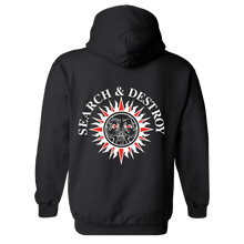 Load image into Gallery viewer, Search &amp; Destroy Black Zip Hoodie